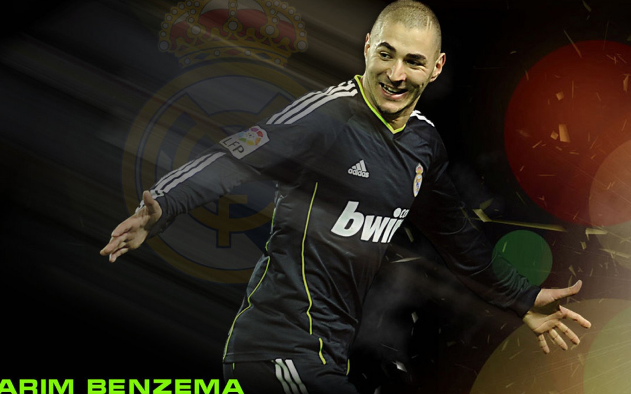 The football player Real Madrid Karim Benzema in the middle of the game