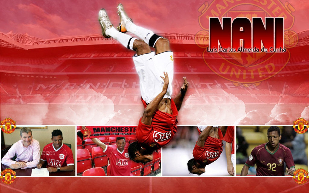 Полузащитник Манчестер Юнайтед Луиш Нани делает сальто
