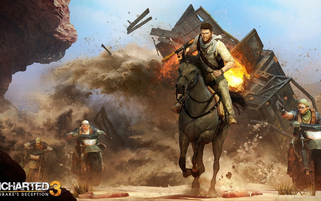 Uncharted 3: Дрейк находится лошади