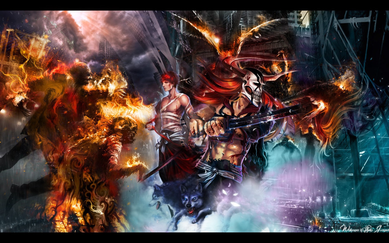 Человек и огненные монстры