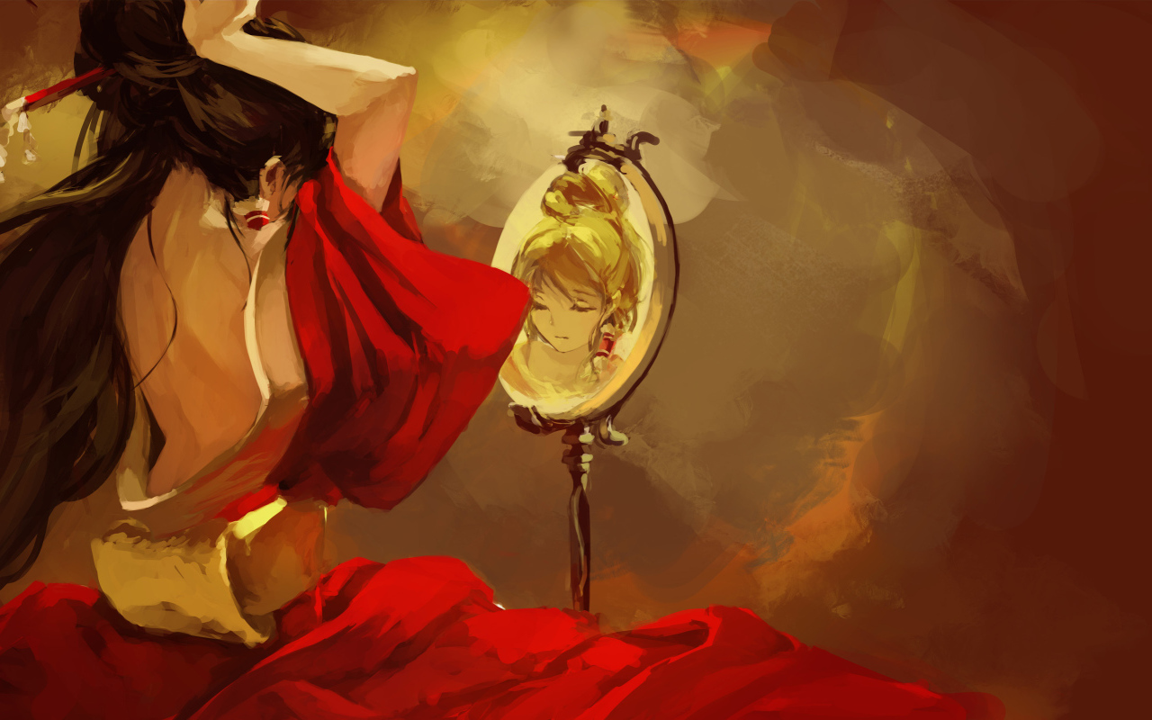 Девушка около зеркала