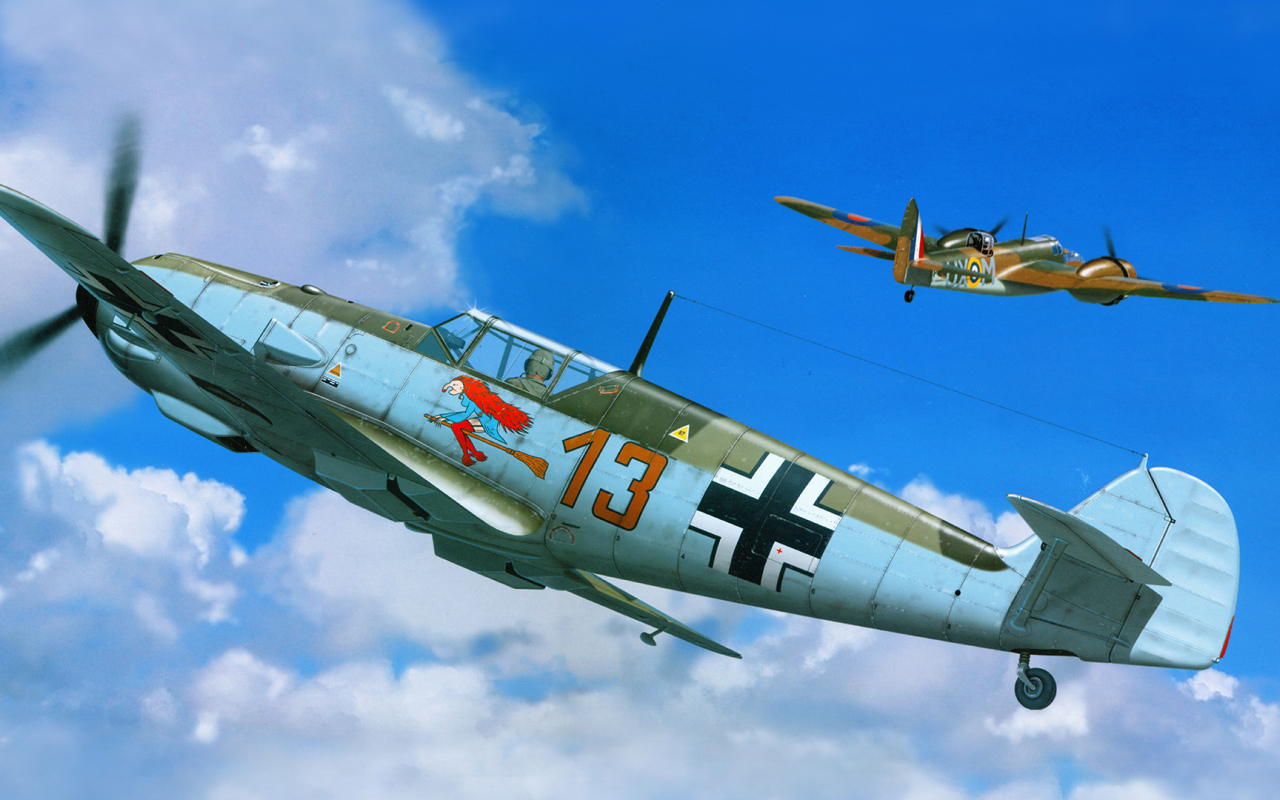 Немецкий самолет в бою