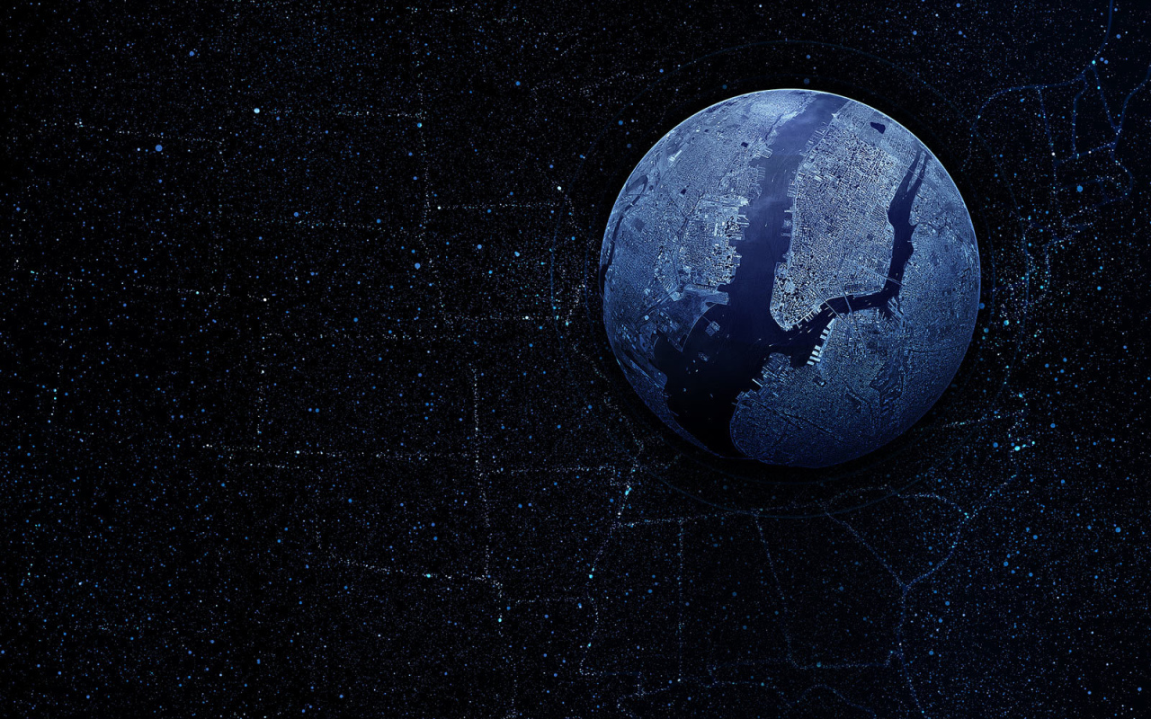 Black wallpaper with the planet New York