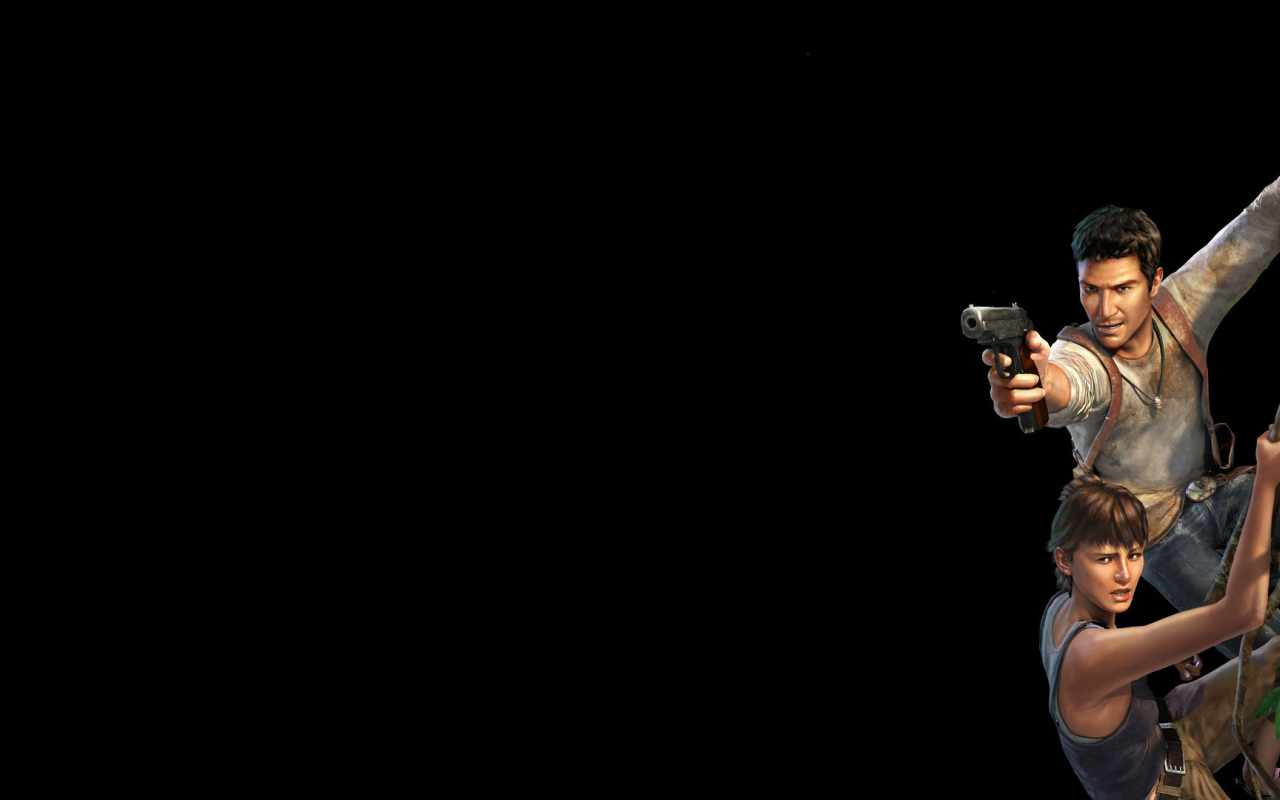 Герои фильма на черных обоях