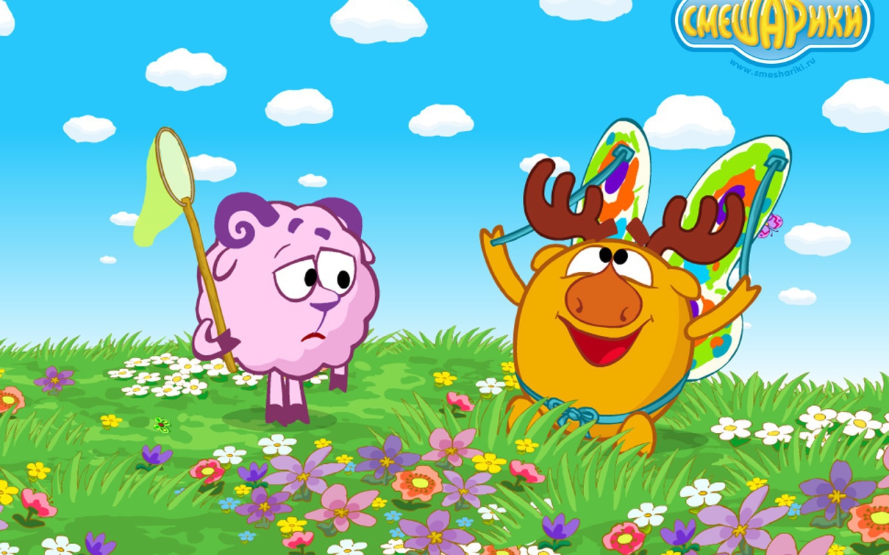 Нюша и Лосяш в мультфильме Смешарики