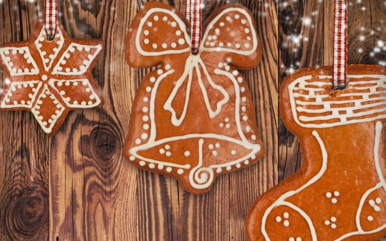 Рождественские печенья на тесемках