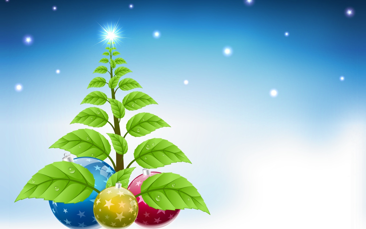 Елка с листьями