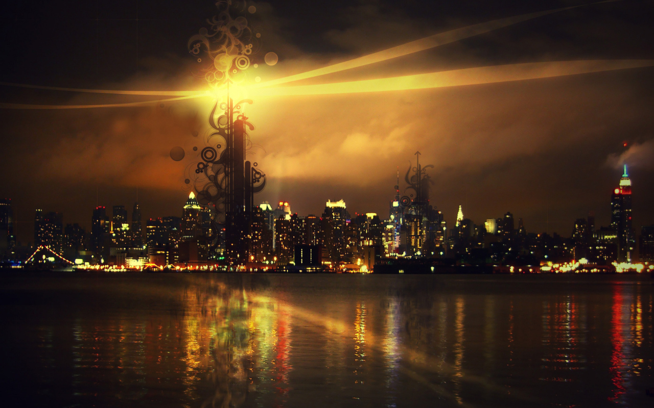 Городской пейзаж с рисунком