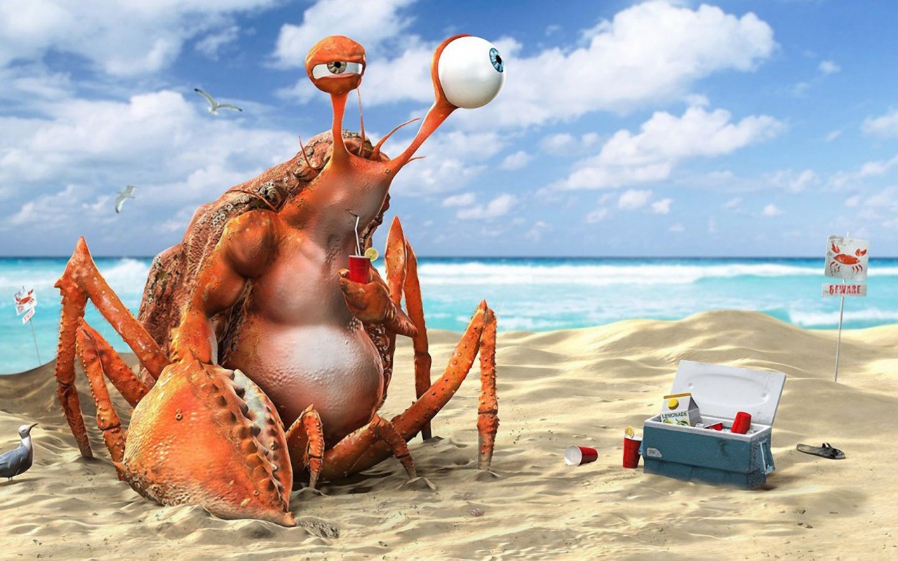 Краб на пляже