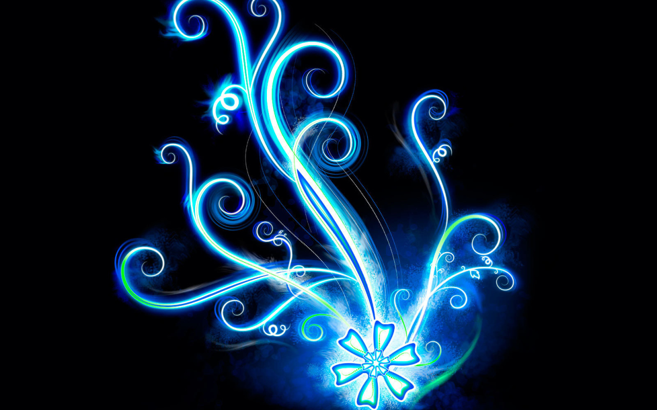 Неоновый векторный цветок