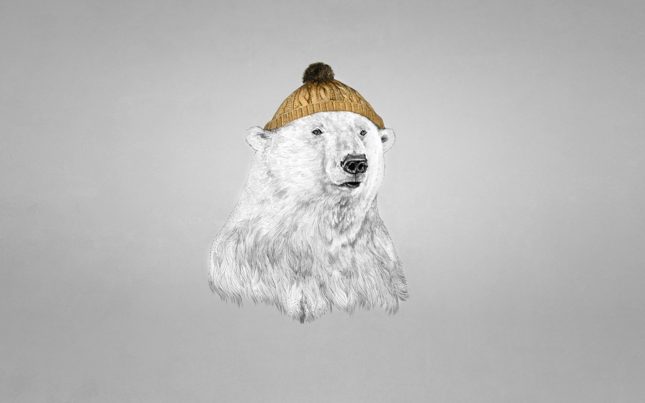 Белый медведь в шапке