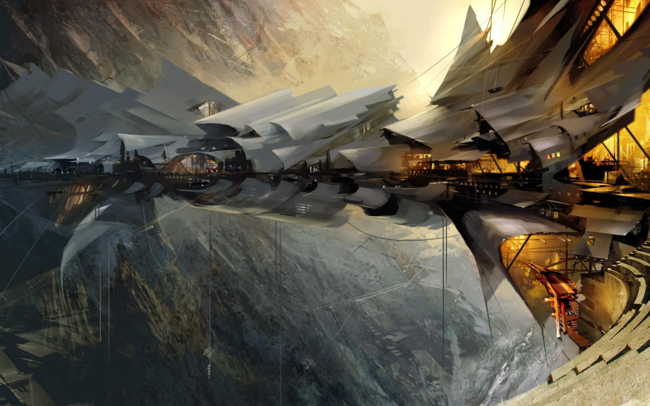 Технологичная деревня стимпанк