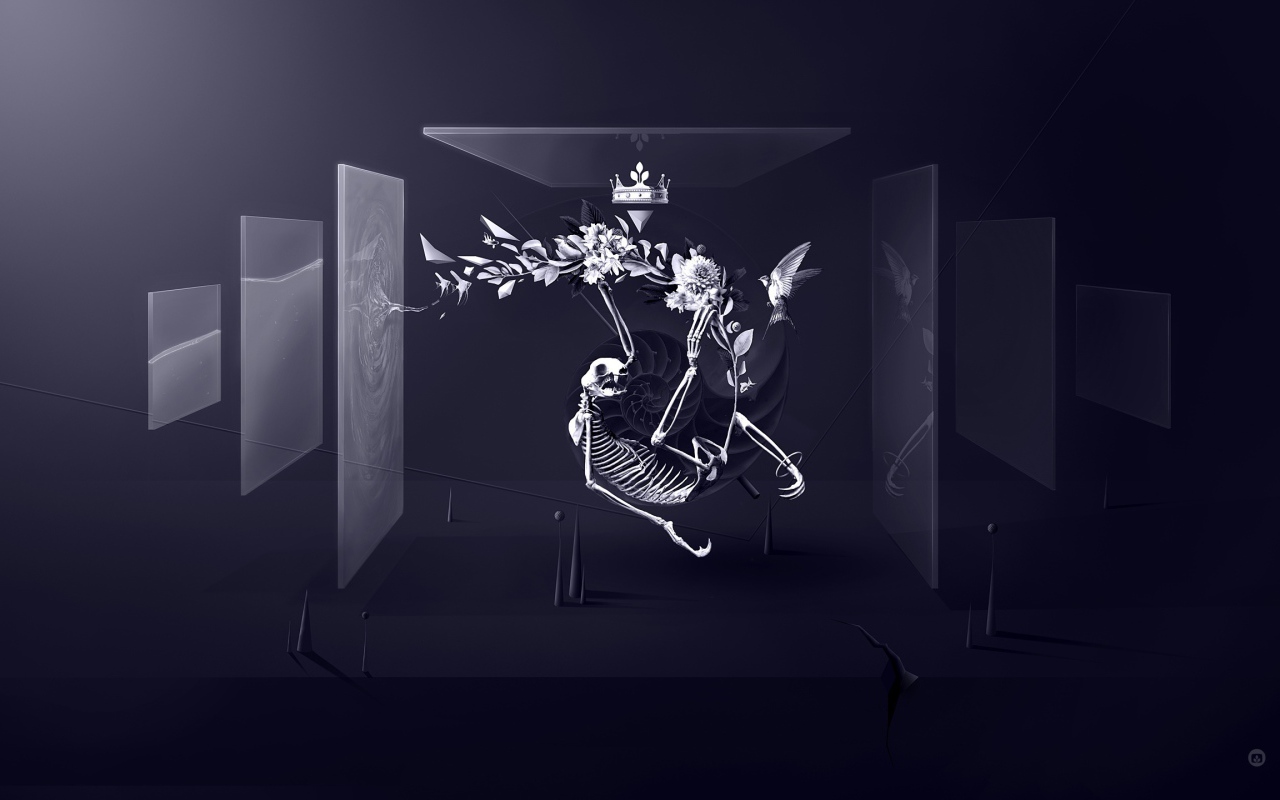 Скелет между стеклами