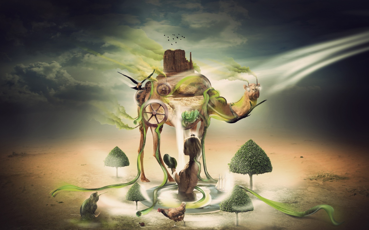 Абстрактный Оазис в пустыне