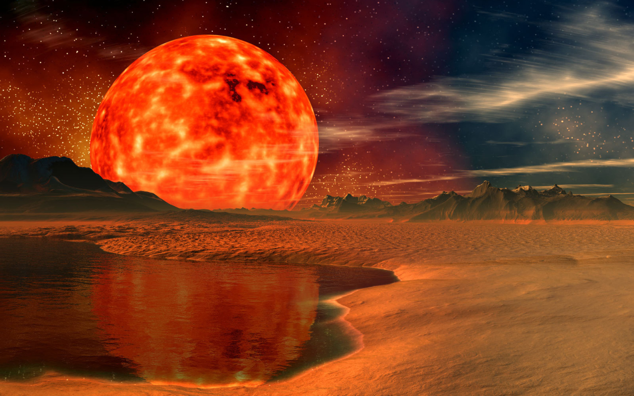 Большое солнце на горизонте