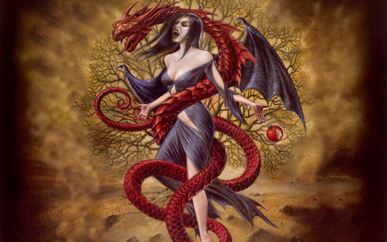 Дракон и женщина вампир