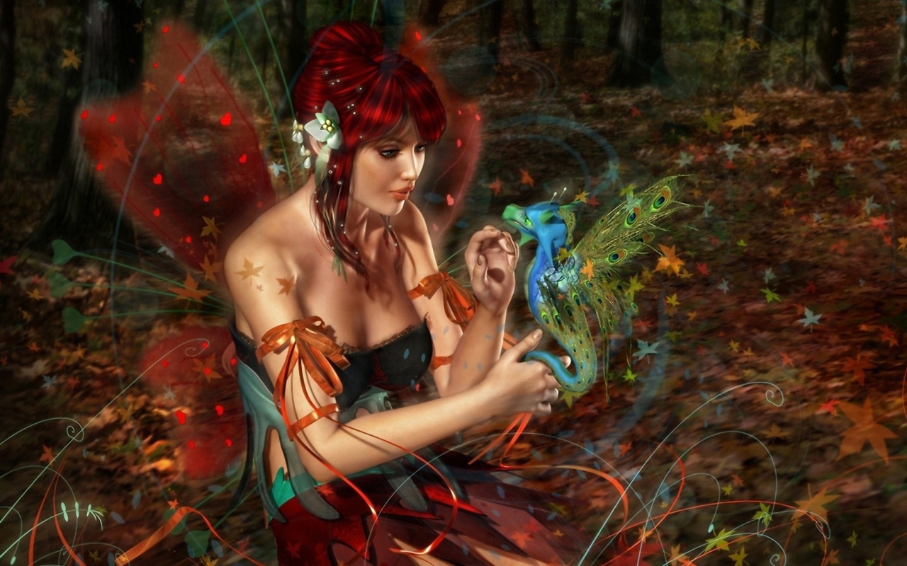 Фея с маленьким драконом