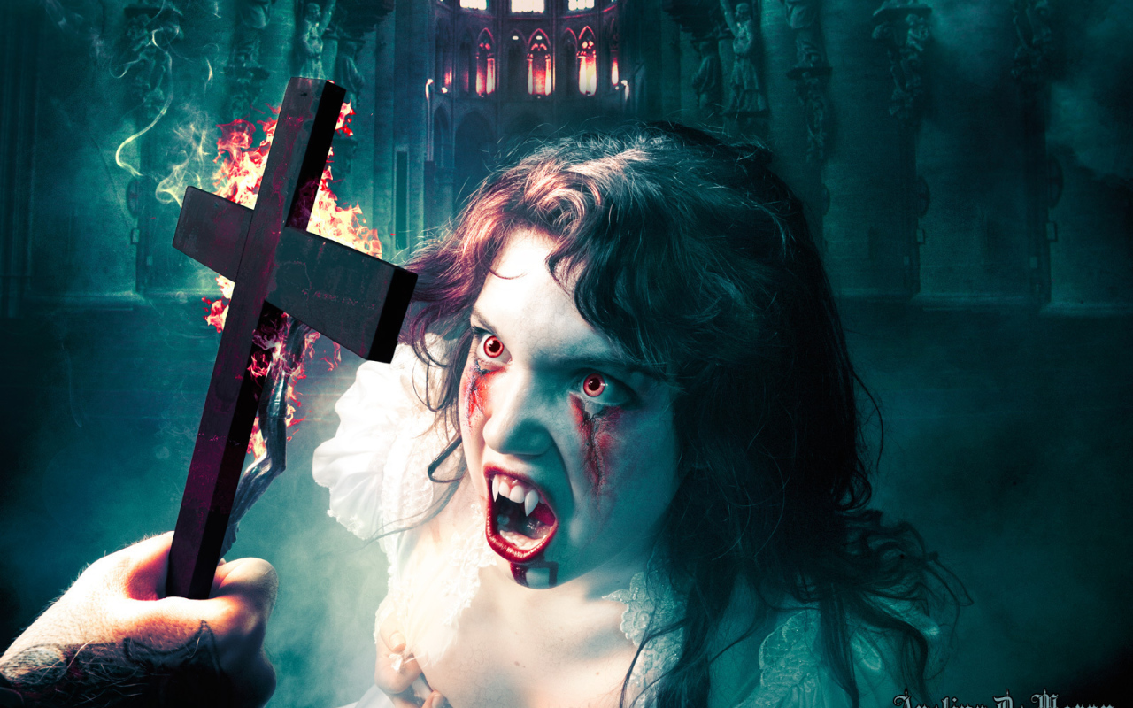 Борьба с девушкой вампиром