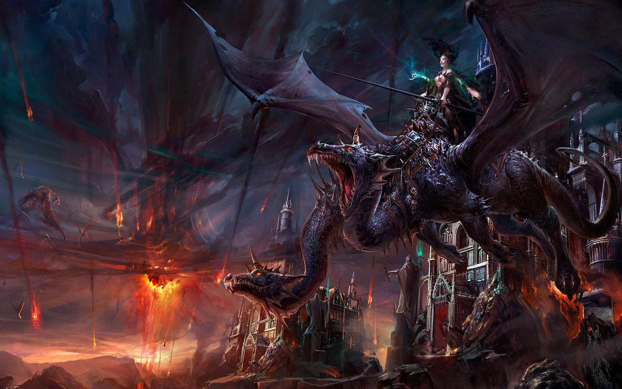 Девушка на двухголовом драконе