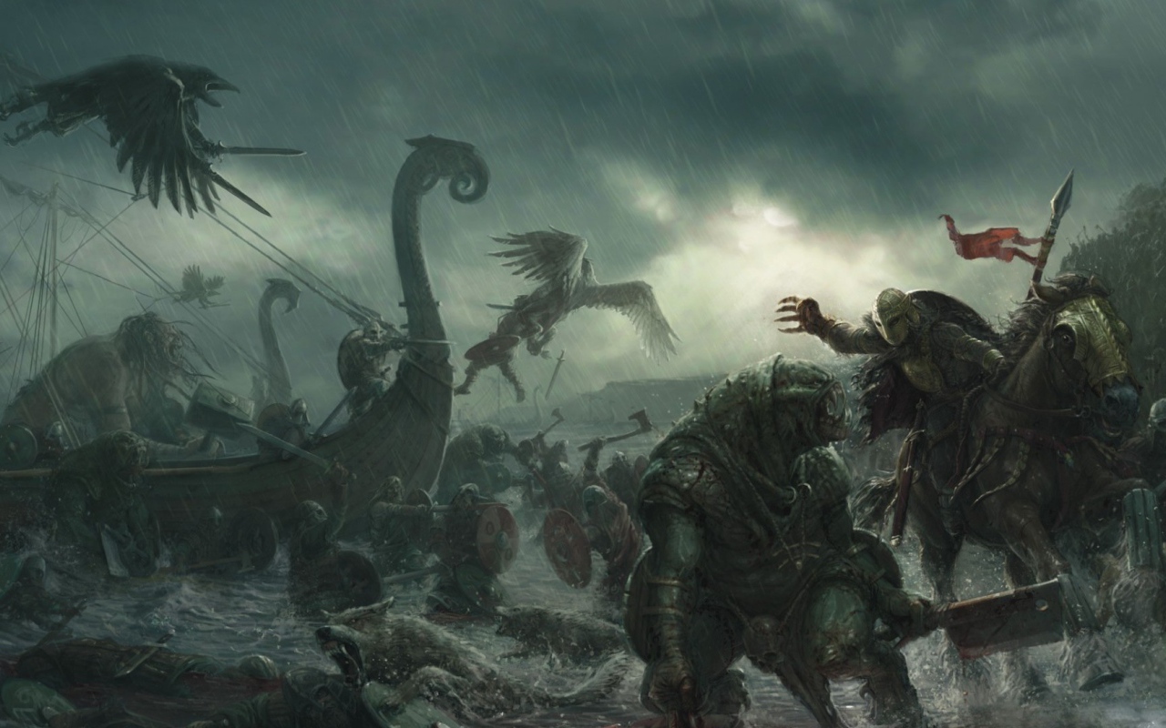 Сражение викингов с монстрами