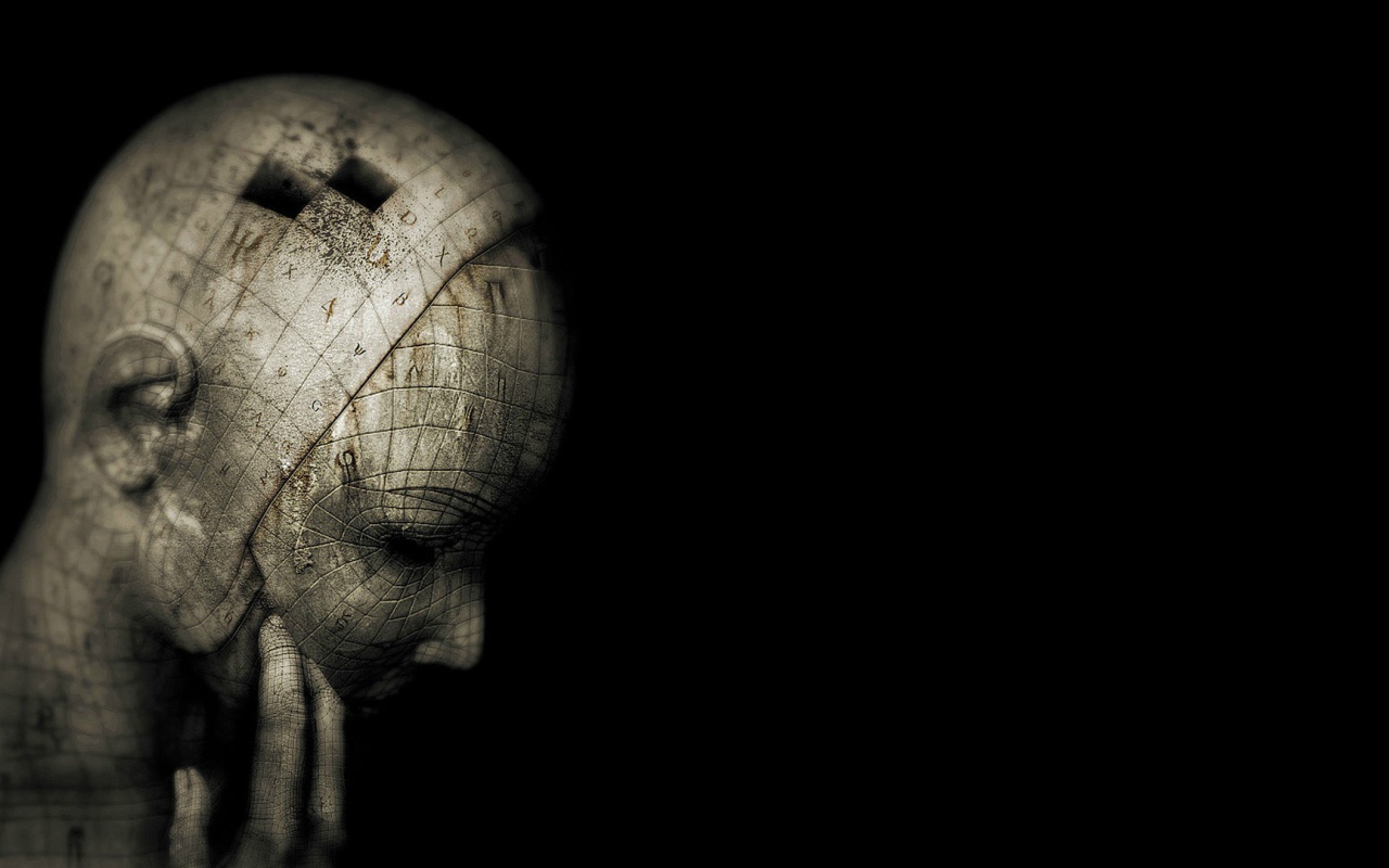 Голова на черном фоне