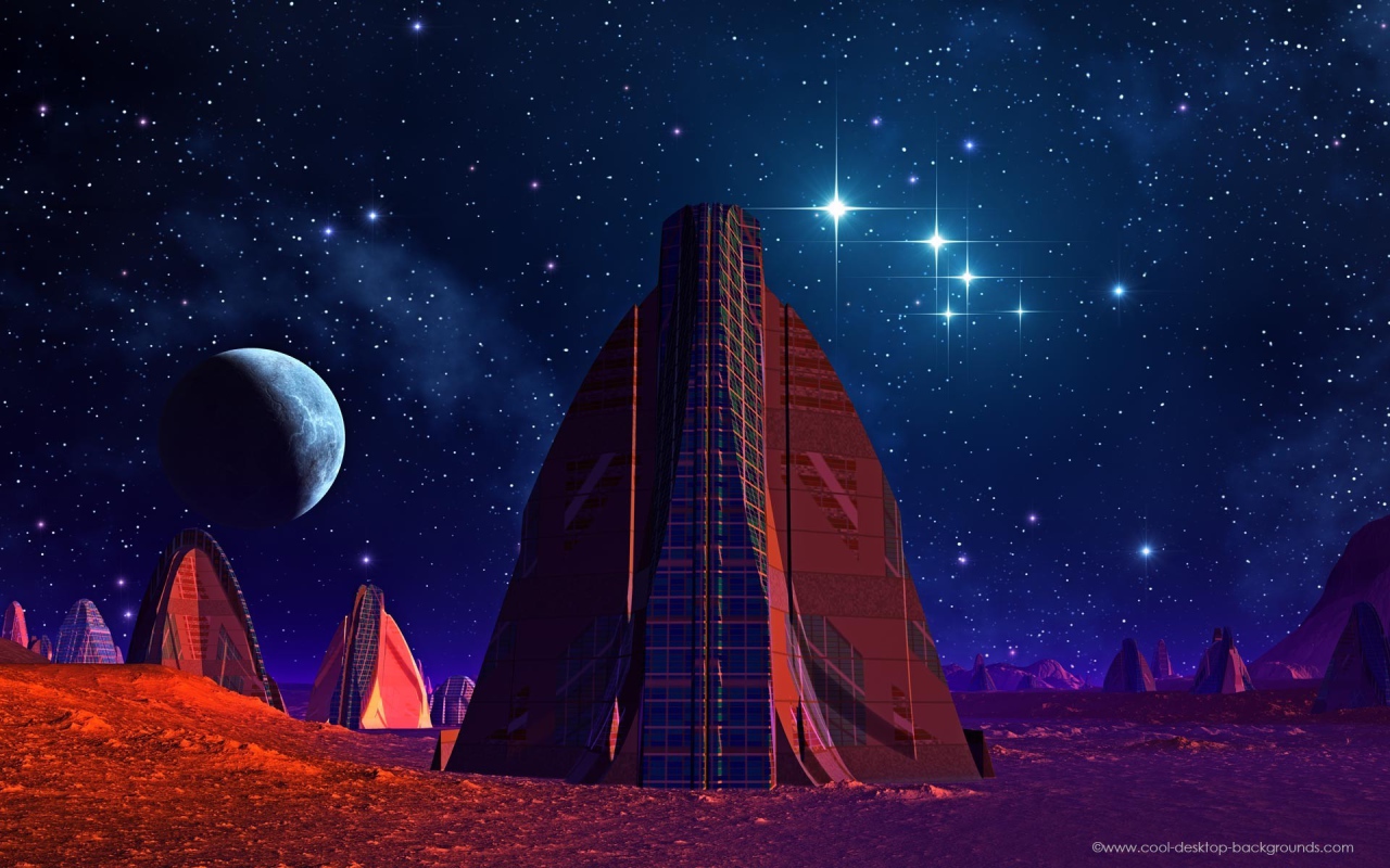 Инопланетный город ночью