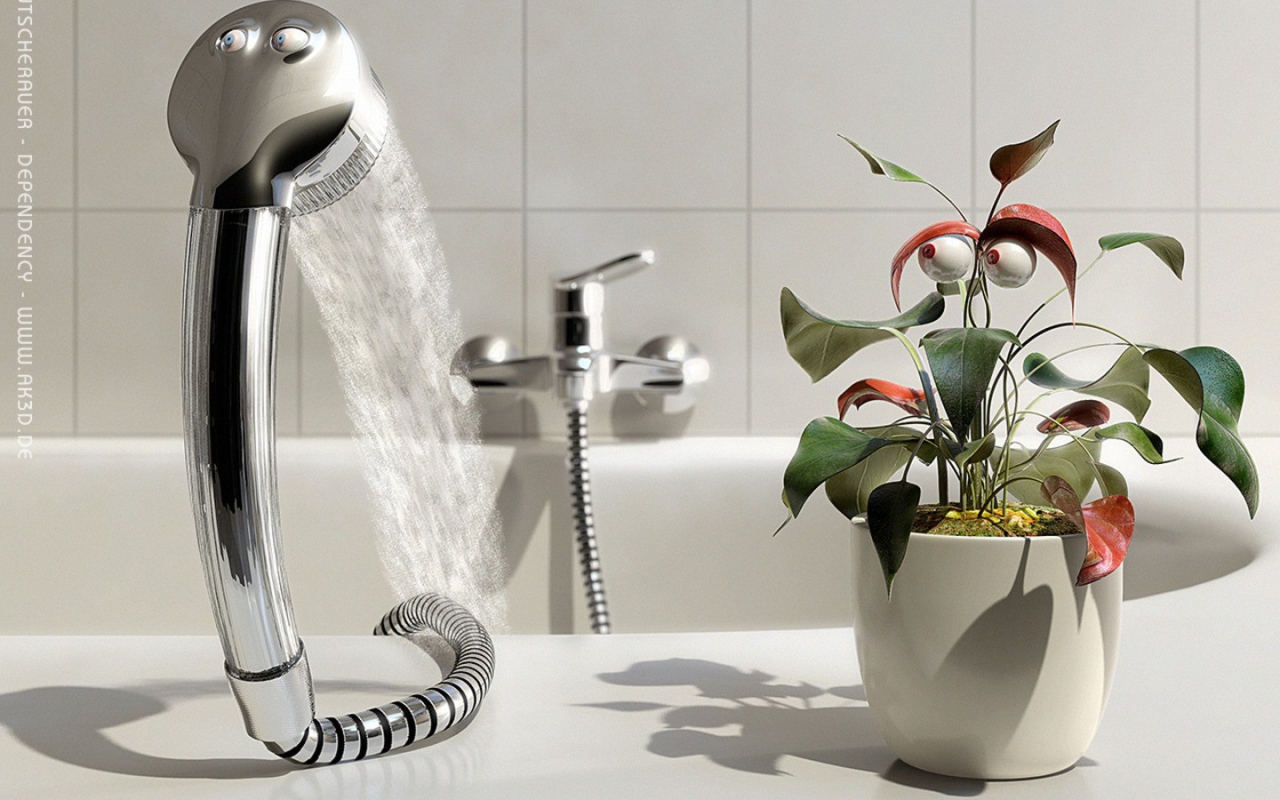 Цветок и душ с глазами