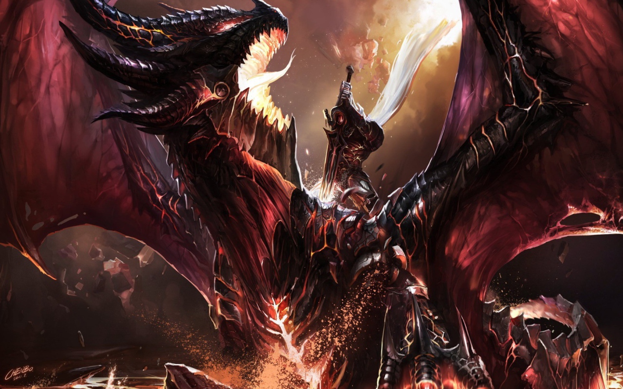 Воин убивает дракона