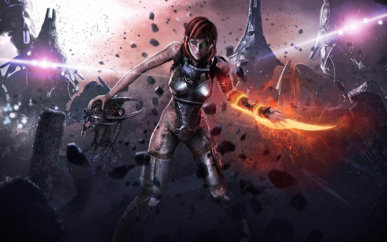 Девушка в доспехах из Масс эффект 3