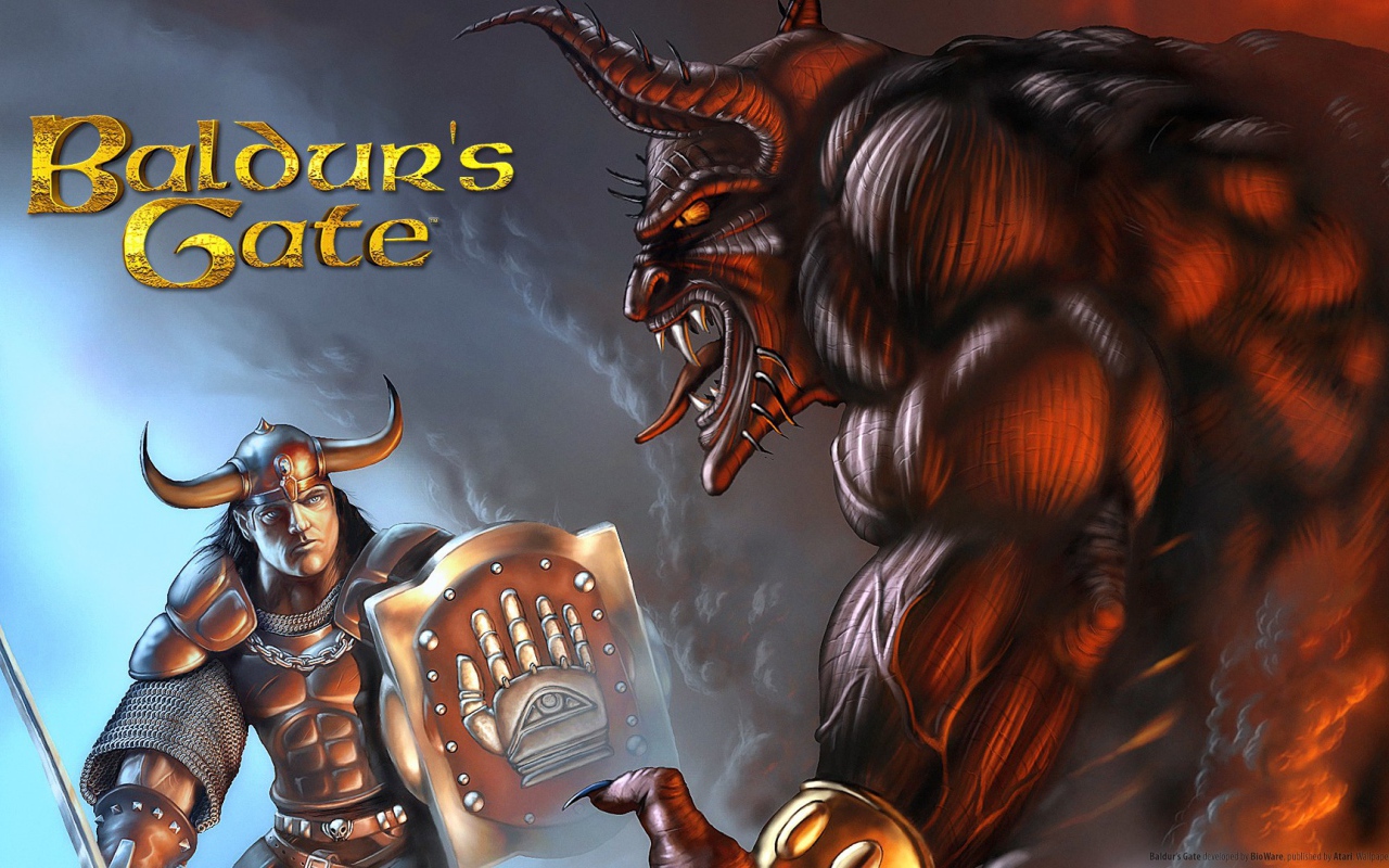 Воин и монстр из видео игры