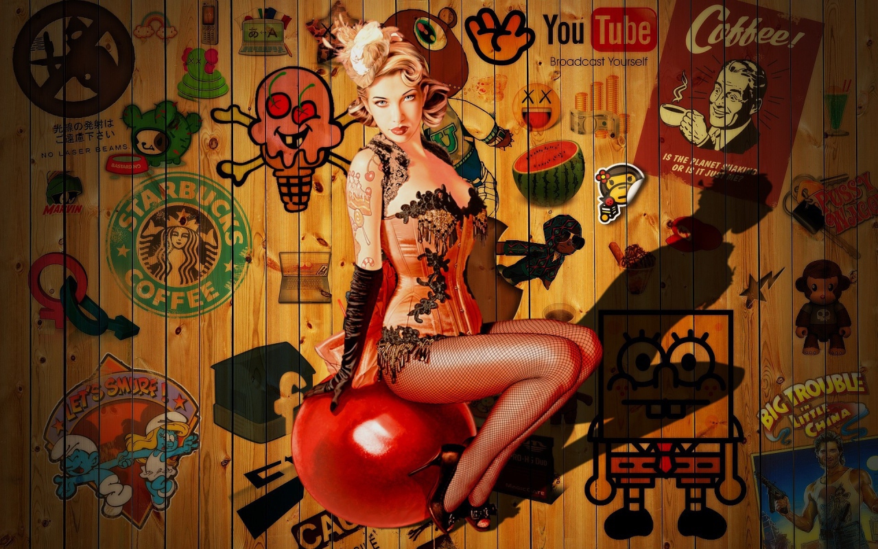 Модель на фоне рекламы