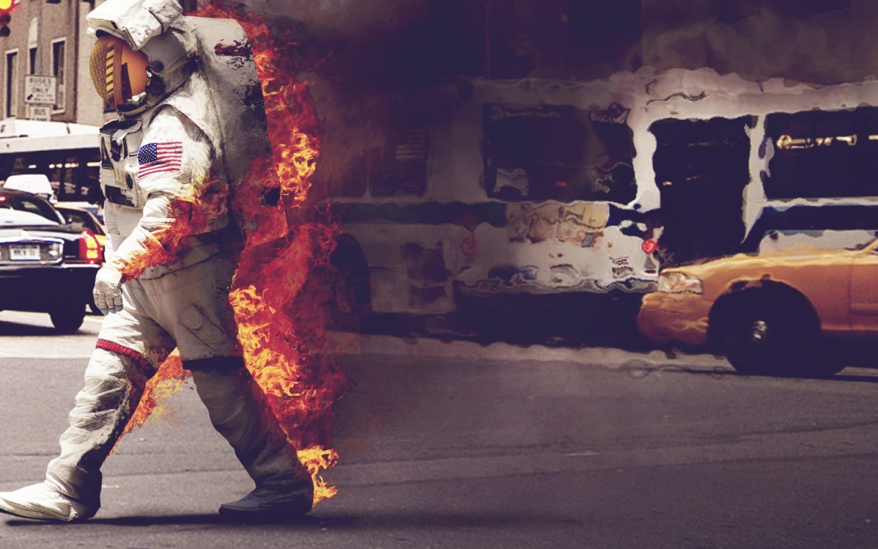 Пожарник на работе