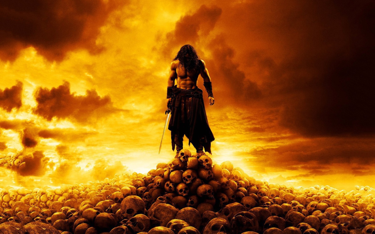Warrior on the mountain of skulls