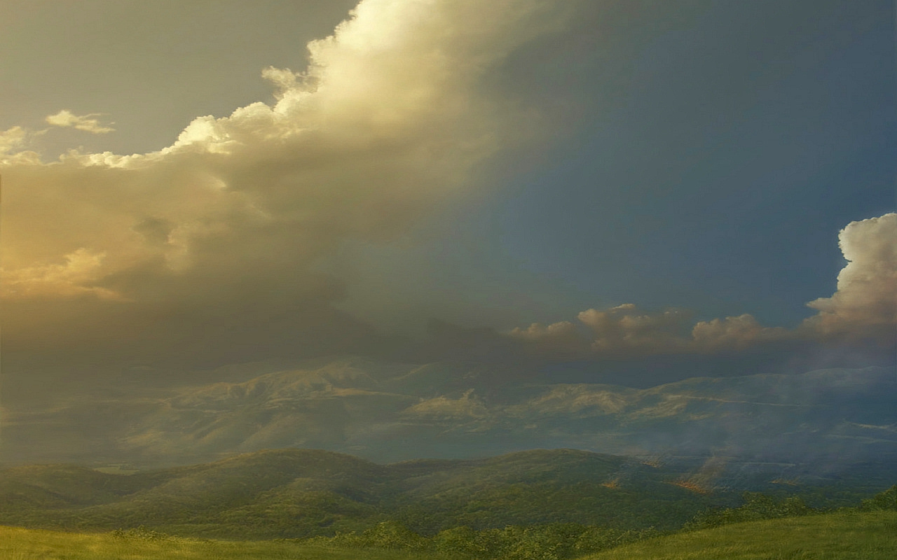 Облака над холмами