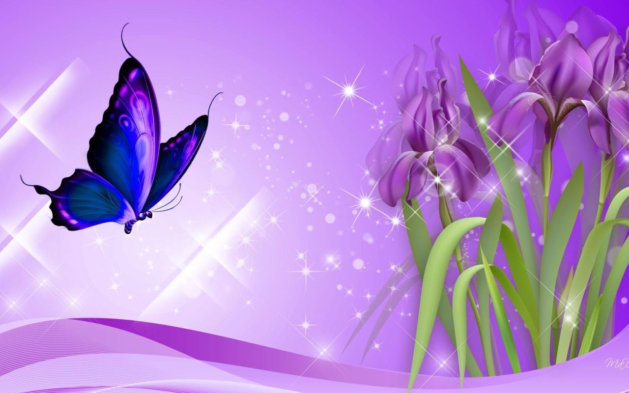 Бабочка на ирисах