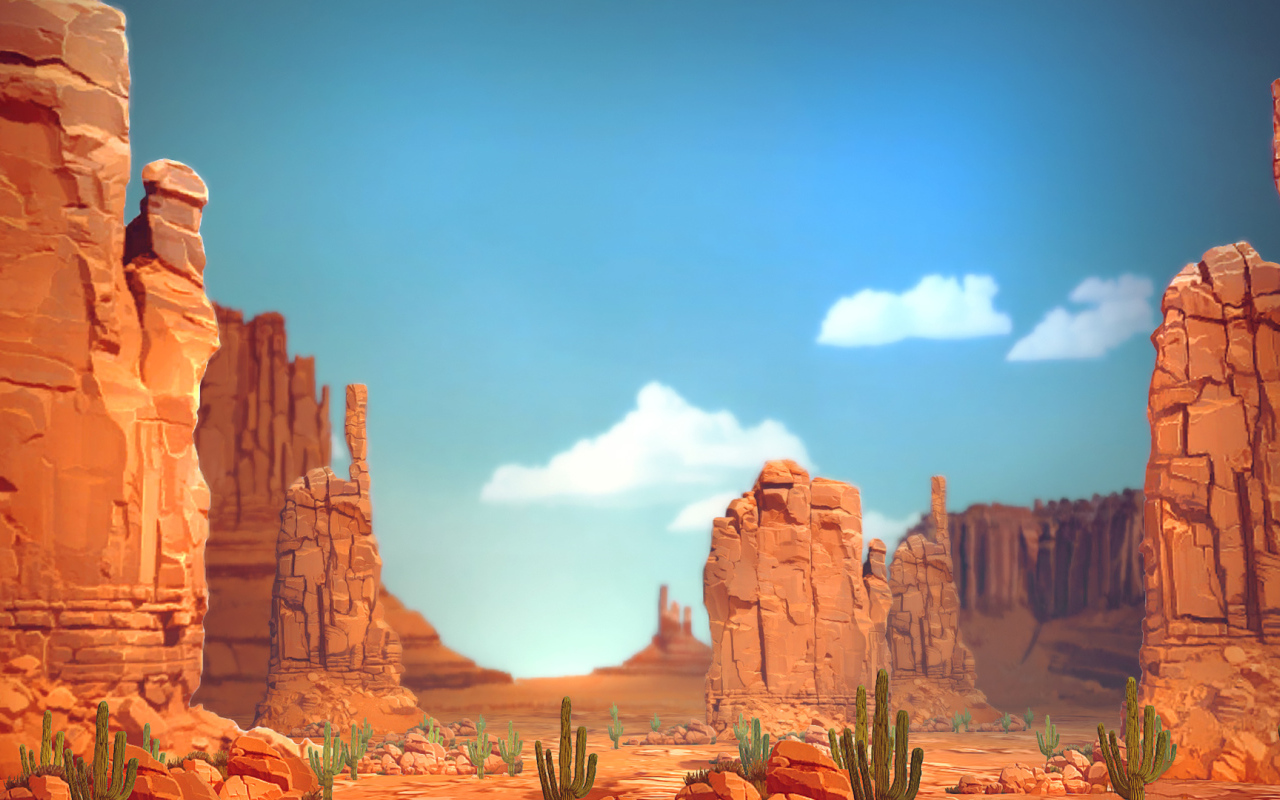 Кактусы в каньоне