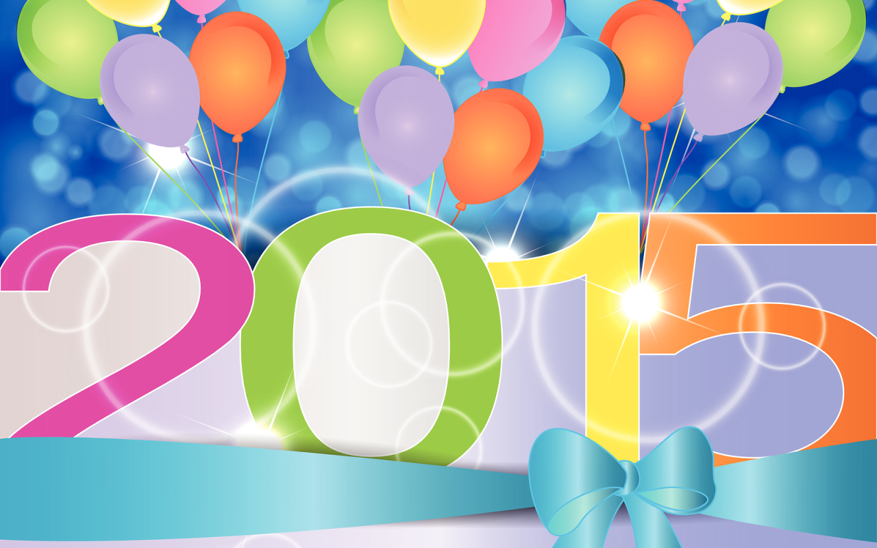 Новый год с разноцветными шарами