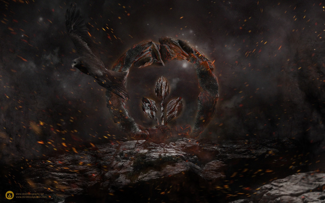 Каменный знак и птица