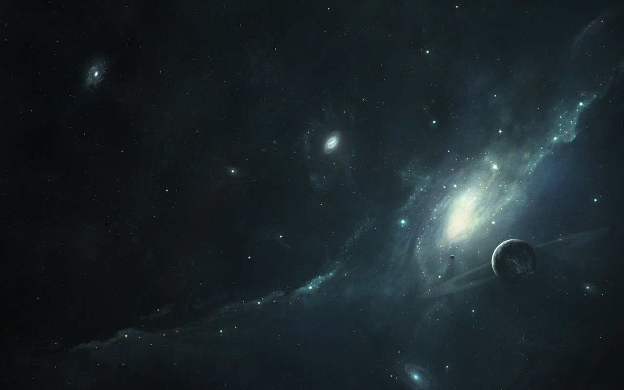 Планета на фоне галлактики