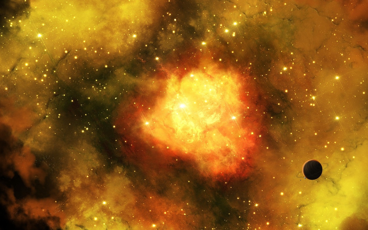 Планета на фоне туманности