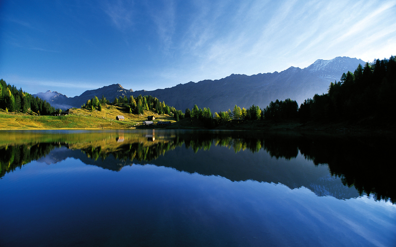 Lake in the mountains at the resort of Bad Loipersdorf, Austria