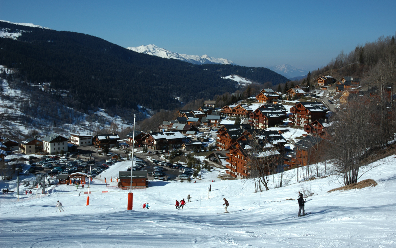 Лыжная трасса на горнолыжном курорте Мерибель, Франция