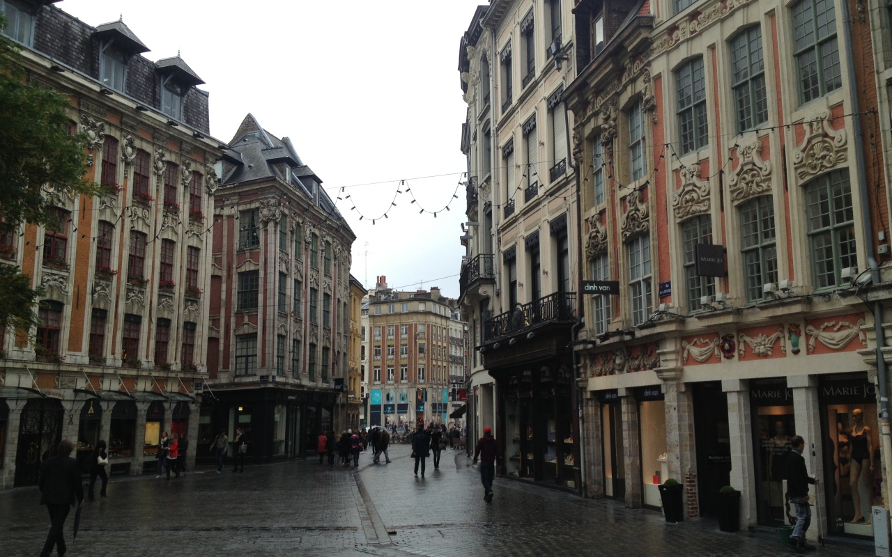 Прогулка по улице в городе Лилль, Франция