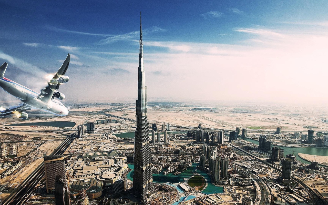 Самолет над Дубаи