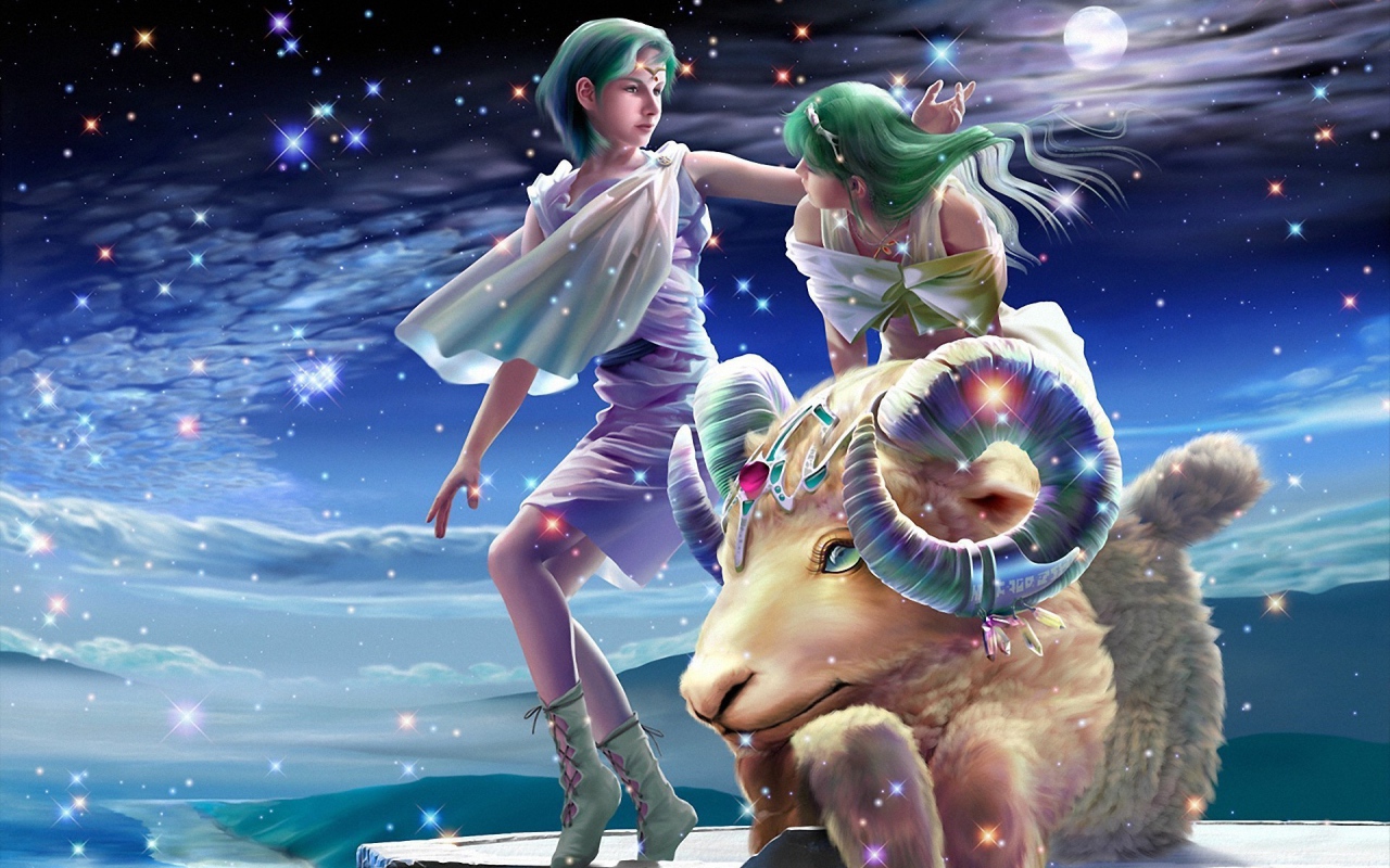 Овен на фоне звезд