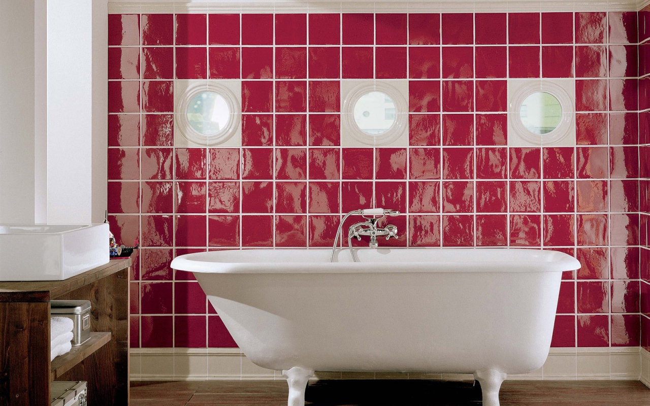 Bath on a red background