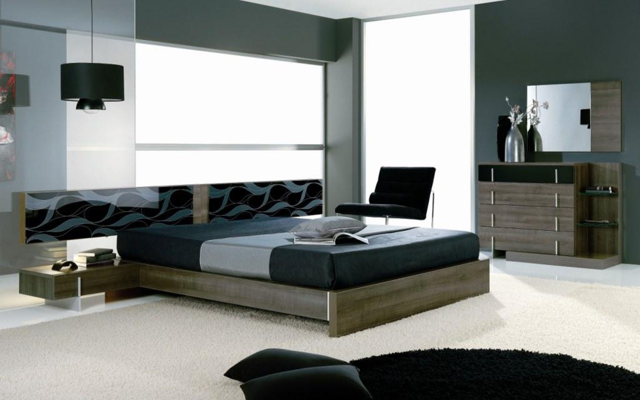 Черно белая спальня