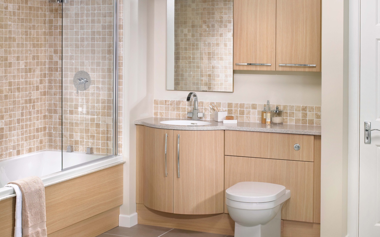 Коричневый декор ванной