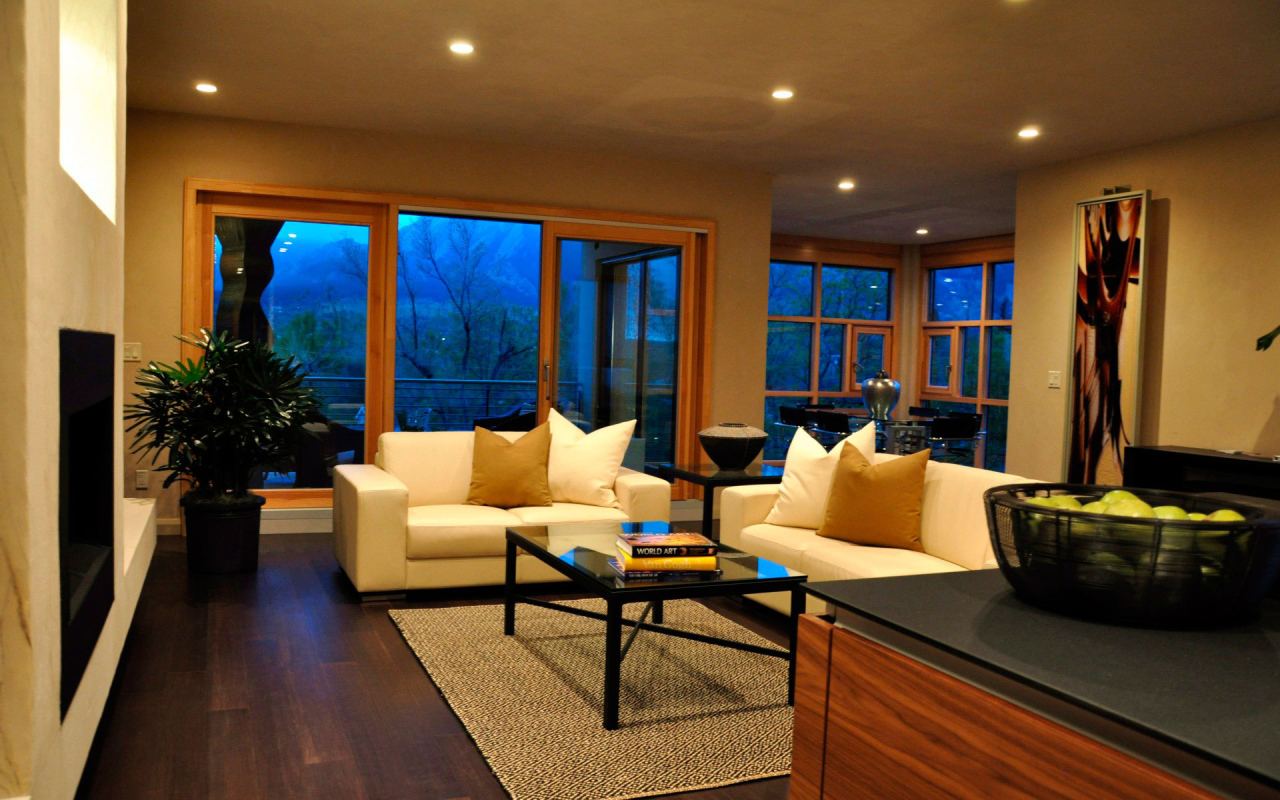 Вечерняя подсветка в гостиной