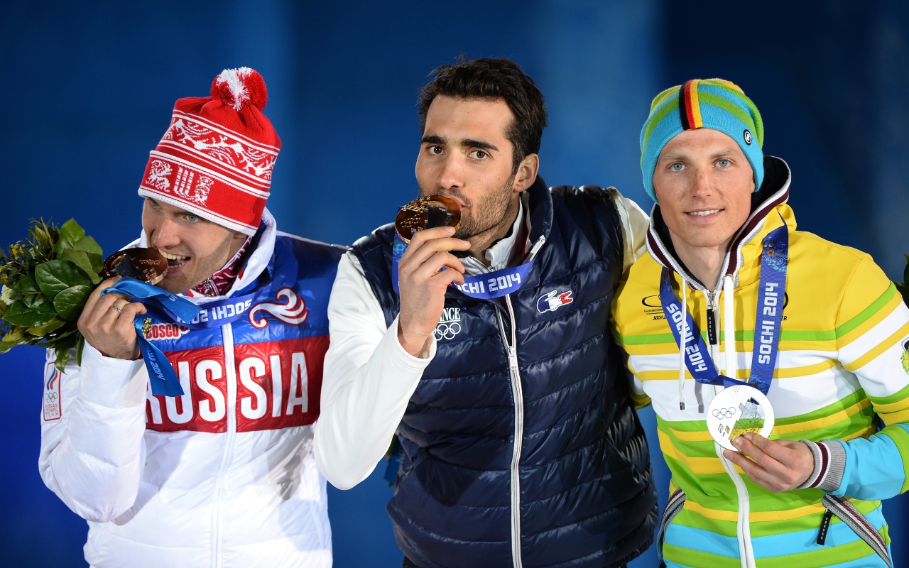 Немецкий биатлонист Эрик Лессер на олимпиаде в Сочи